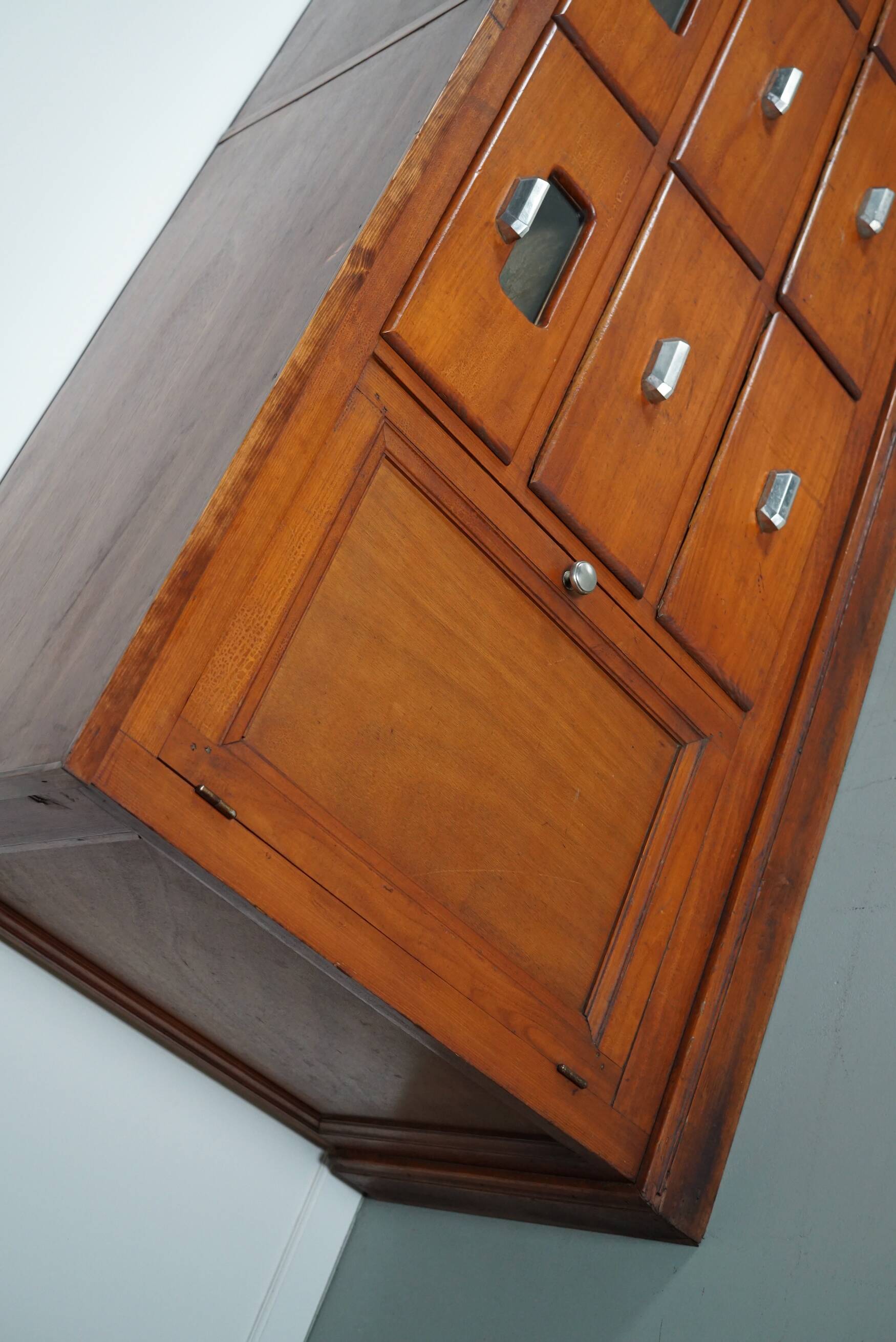 large vintage french oak haberdashery cabinet or shop counter, 1950s