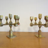 Pair of solid brass candlesticks by Lars Bergsten for Gusum