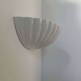 Pair of vintage shell wall lights, white porcelain, France 1970