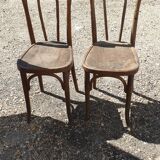 Pair of curved wood bistro chairs