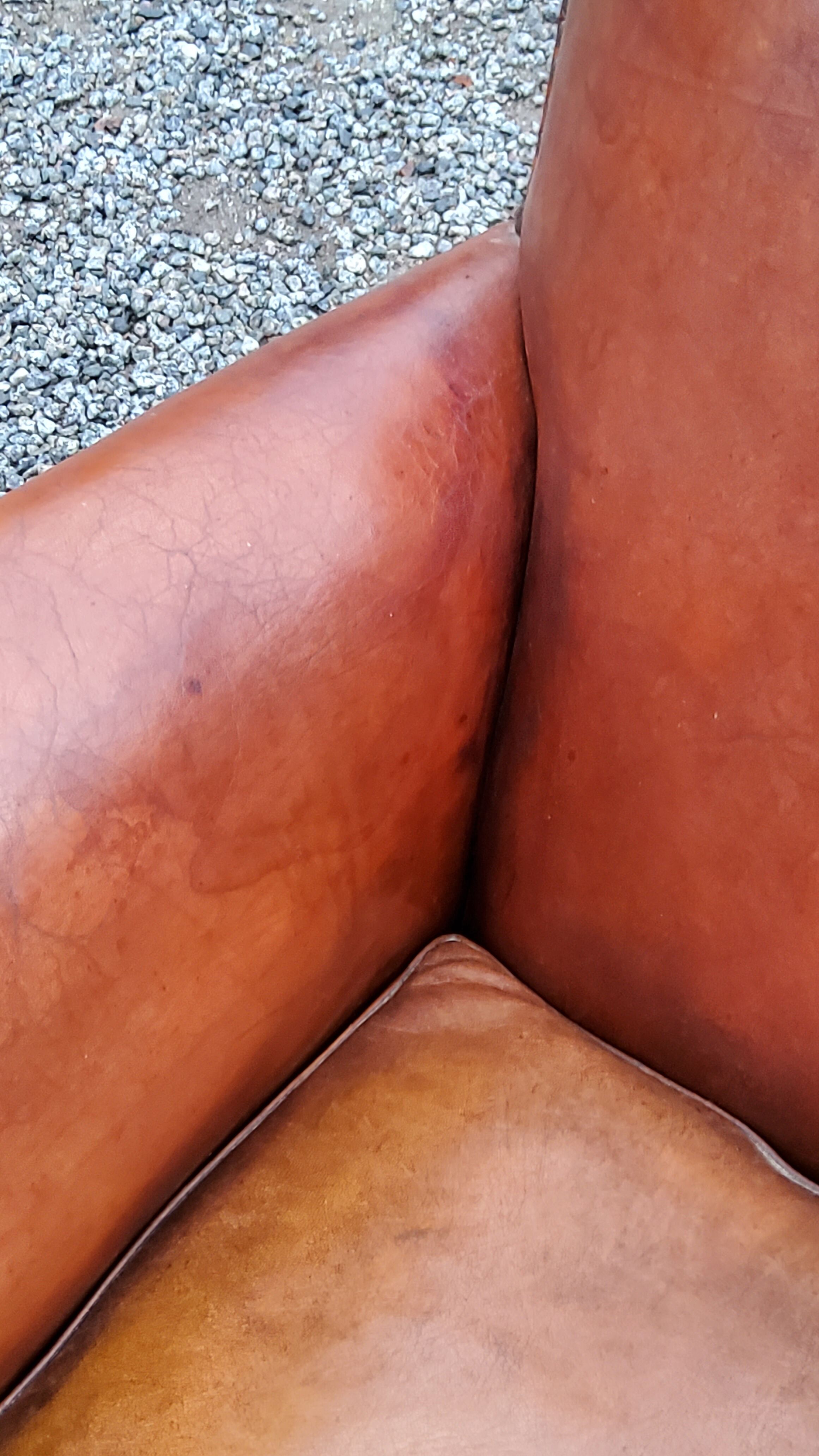 Leather club armchair back mustache from the 30s