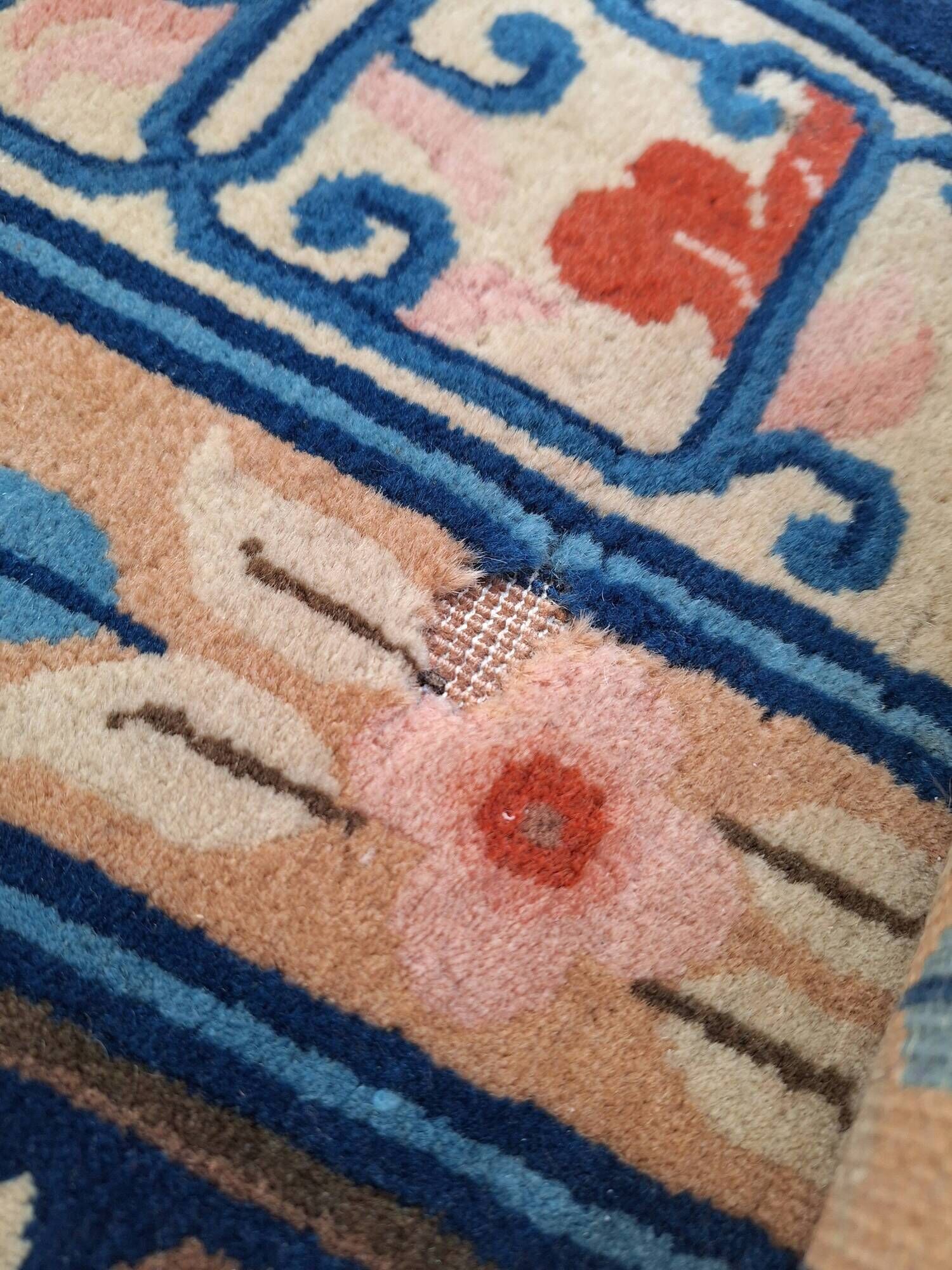 Art Deco Wool Handmade Rug Large 1920s with Bats