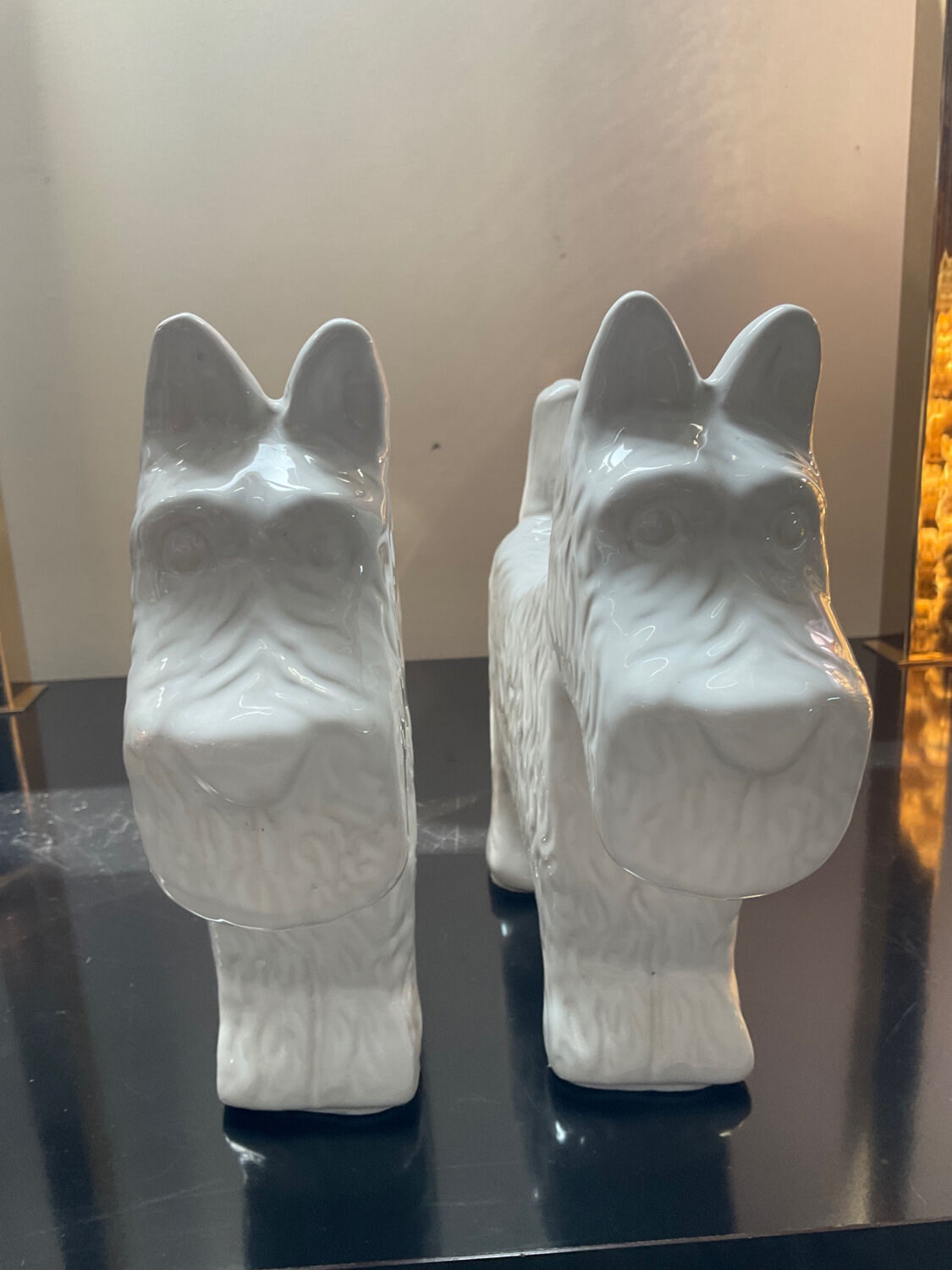 Pair of Scottish vintage bookends in glazed ceramic