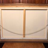 Oil on canvas john luini marine view boats + golden frame