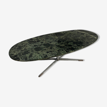 Green marble coffee table with a chroom base