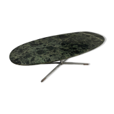 Green marble coffee table with a chroom base