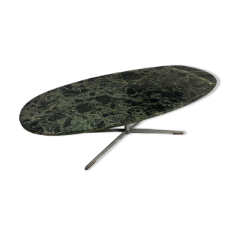 Green marble coffee table with a chroom base