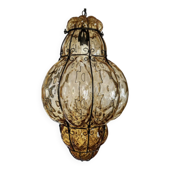 Lanterne cage de vestibule, verre soufflé de Murano, Venise, vintage, années 60