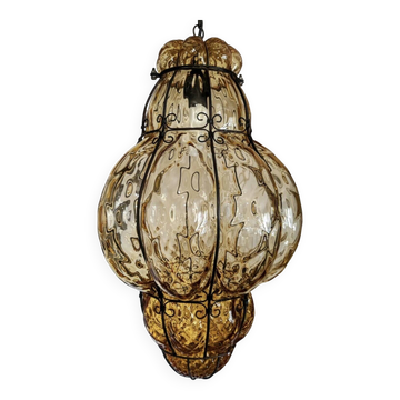 Lanterne cage de vestibule, verre soufflé de Murano, Venise, vintage, années 60