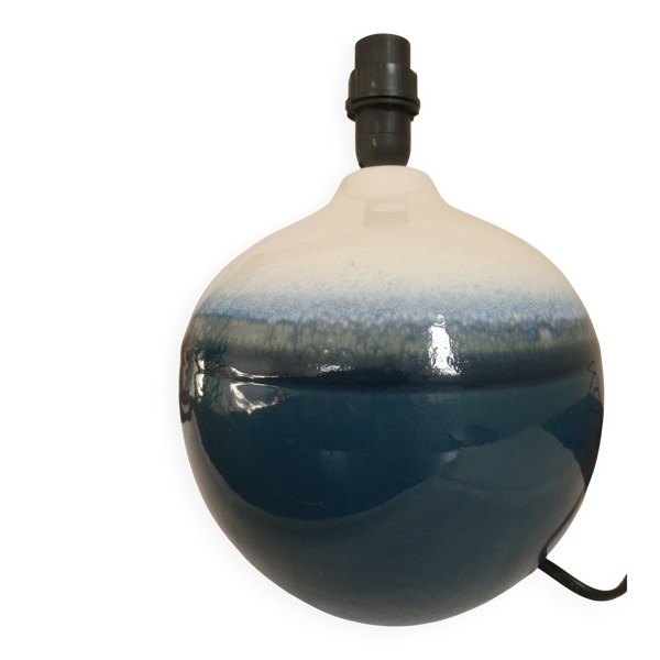 Pied de lampe en céramique bleu sphérique