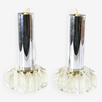 Pair of glass pendant lamps, Boréns Borås, 60/70s.
