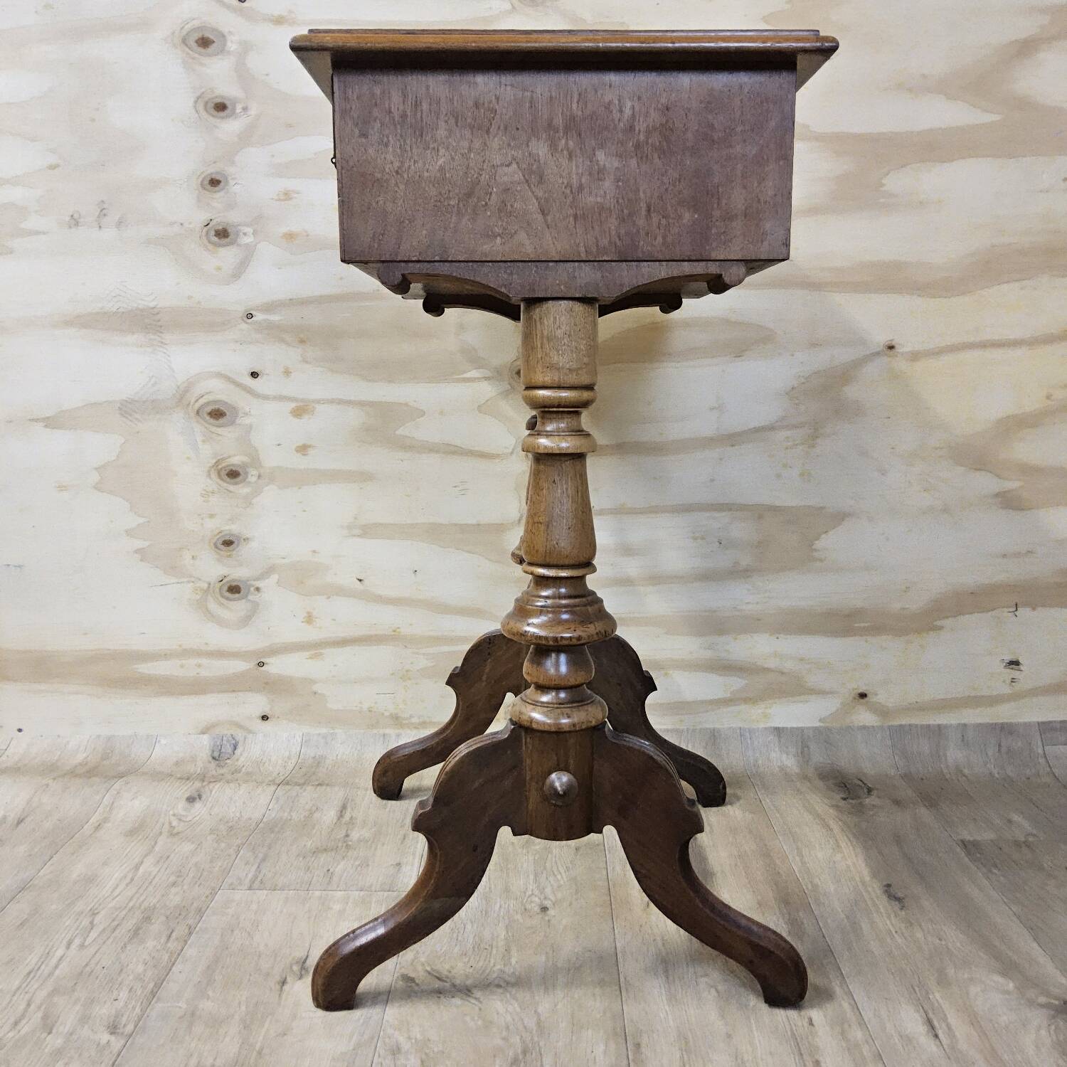 Antique walnut sewing table (19th century) Biedermeier side table