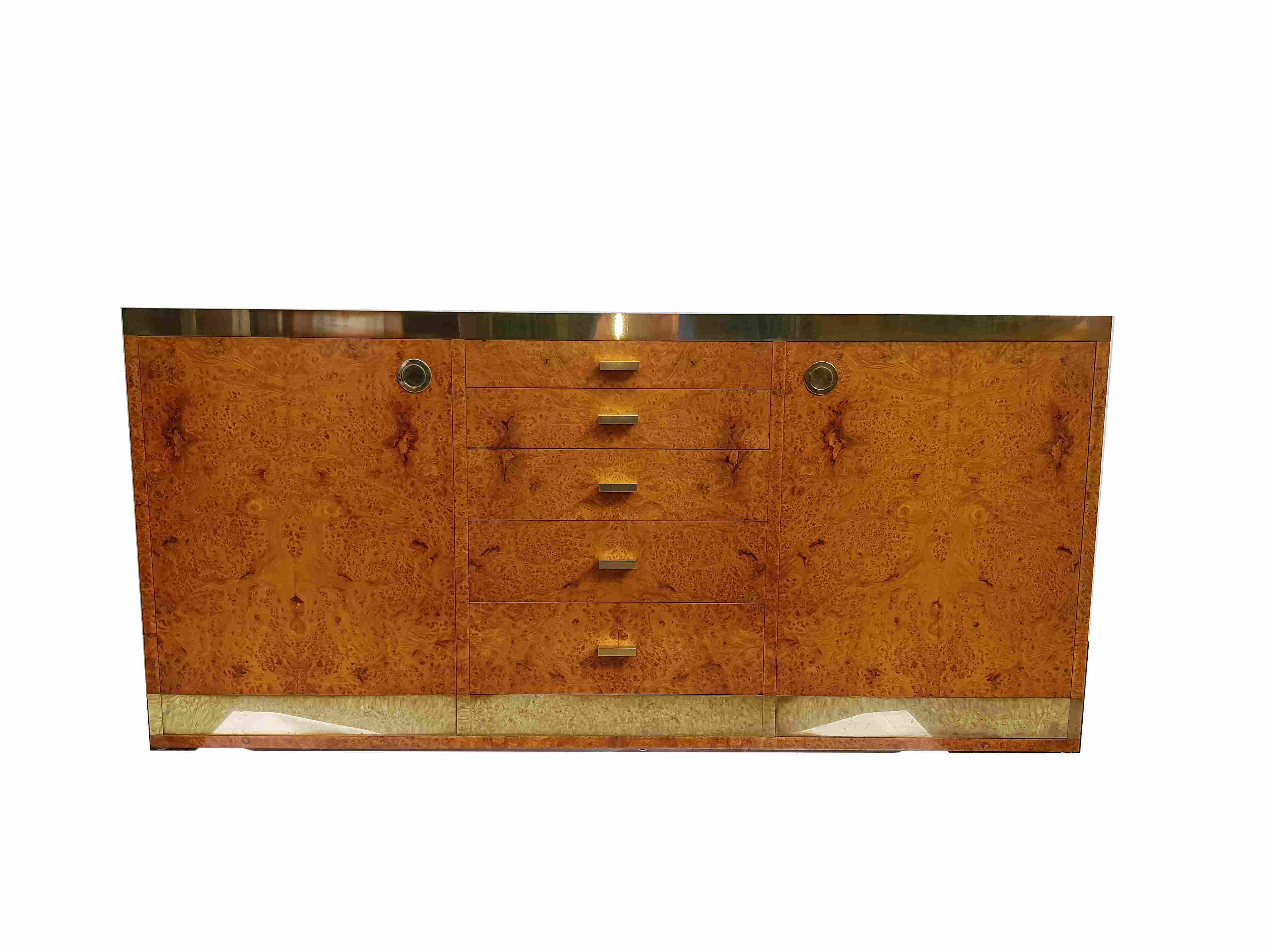 Sideboard in elm and brass burr Willy Rizzo