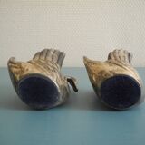 pair of vintage silver metal swan candlesticks