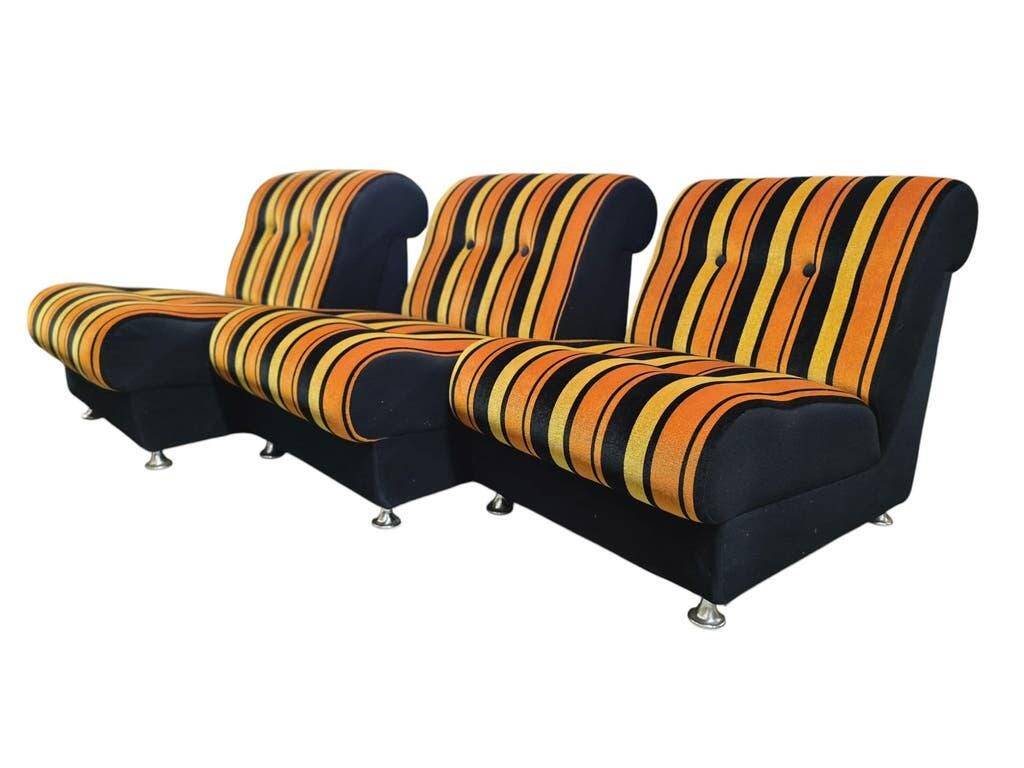 Fauteuil vintage à rayures orange space age / fauteuil une place
