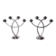 Pair of art deco candle holder in stainless steel 4 flammes, spain, 1970