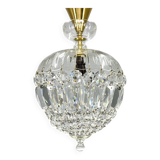 Lustre en cristal et laiton du milieu du siècle, Tchécoslovaquie
