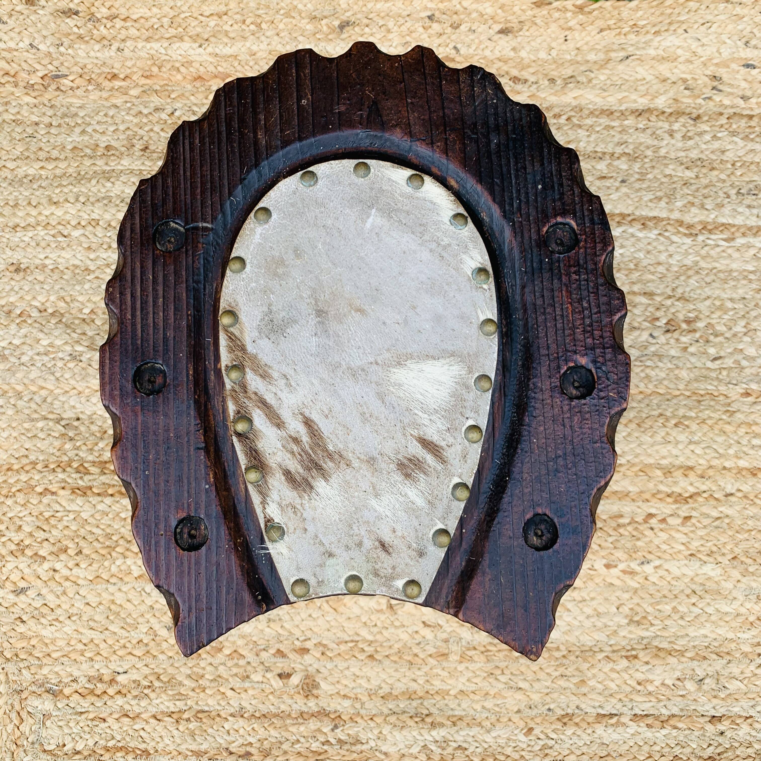 Wooden horseshoe stool