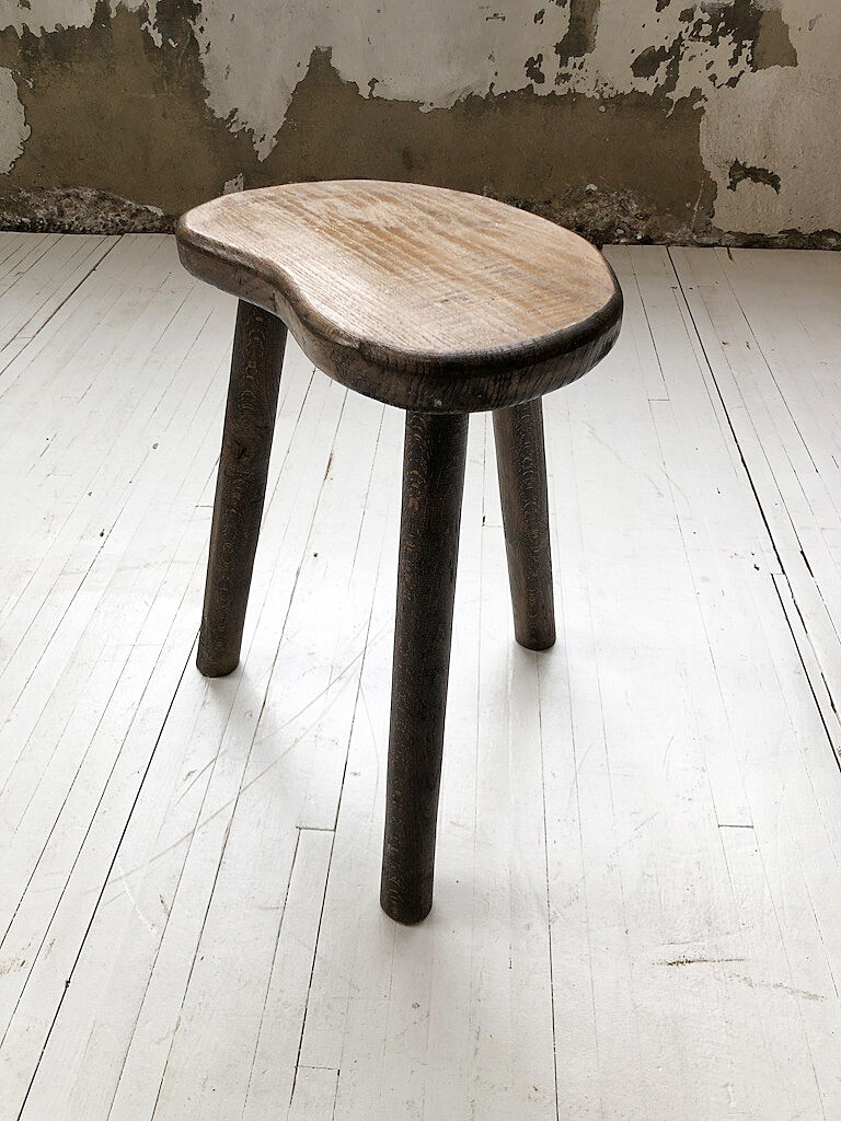 Handcrafted oak bean-shaped stool