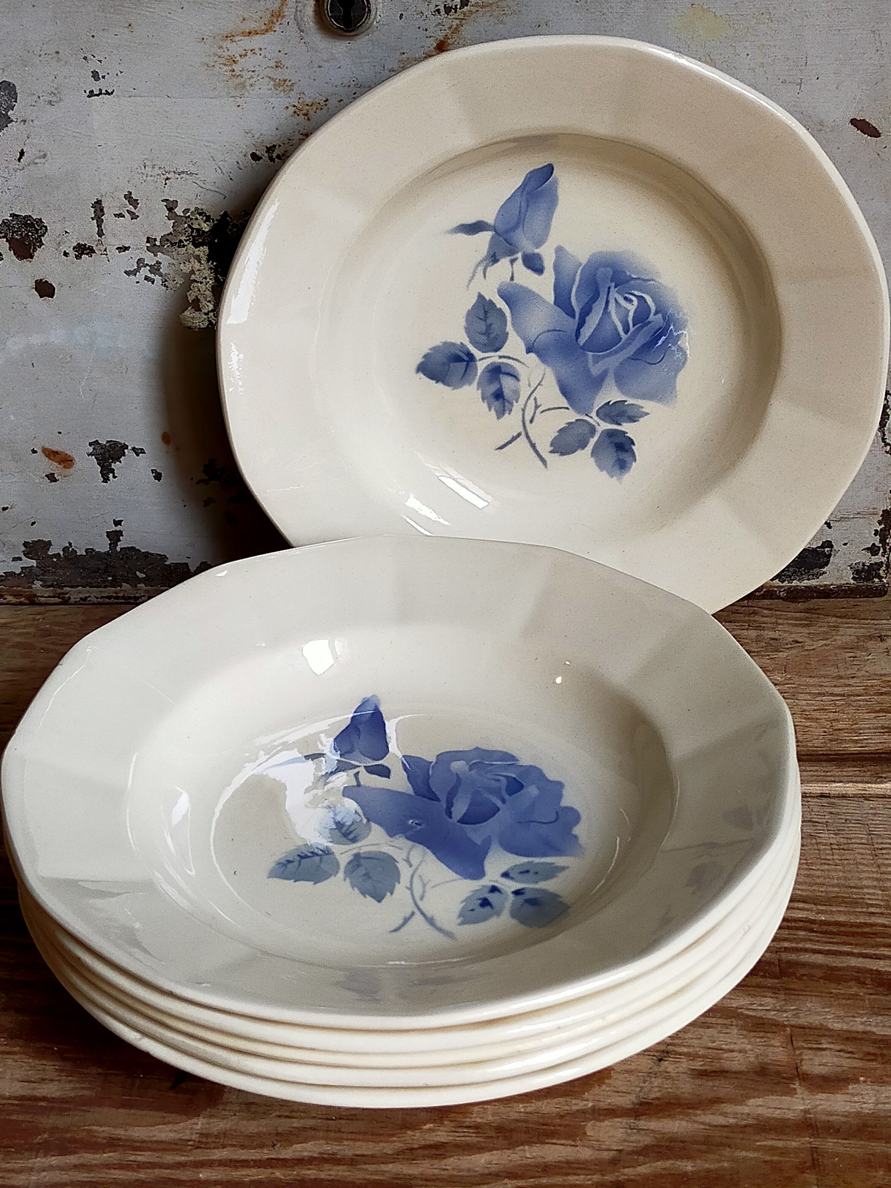 Six earthenware plates of Digoin and Sarreguemines 40s