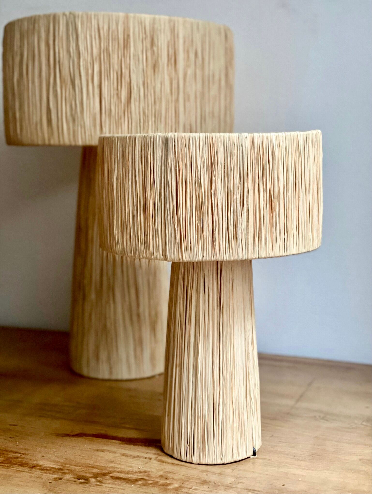 Minimalist bedside lamp raffia