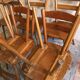 Set of 8 vintage beech chairs compass feet 1960's