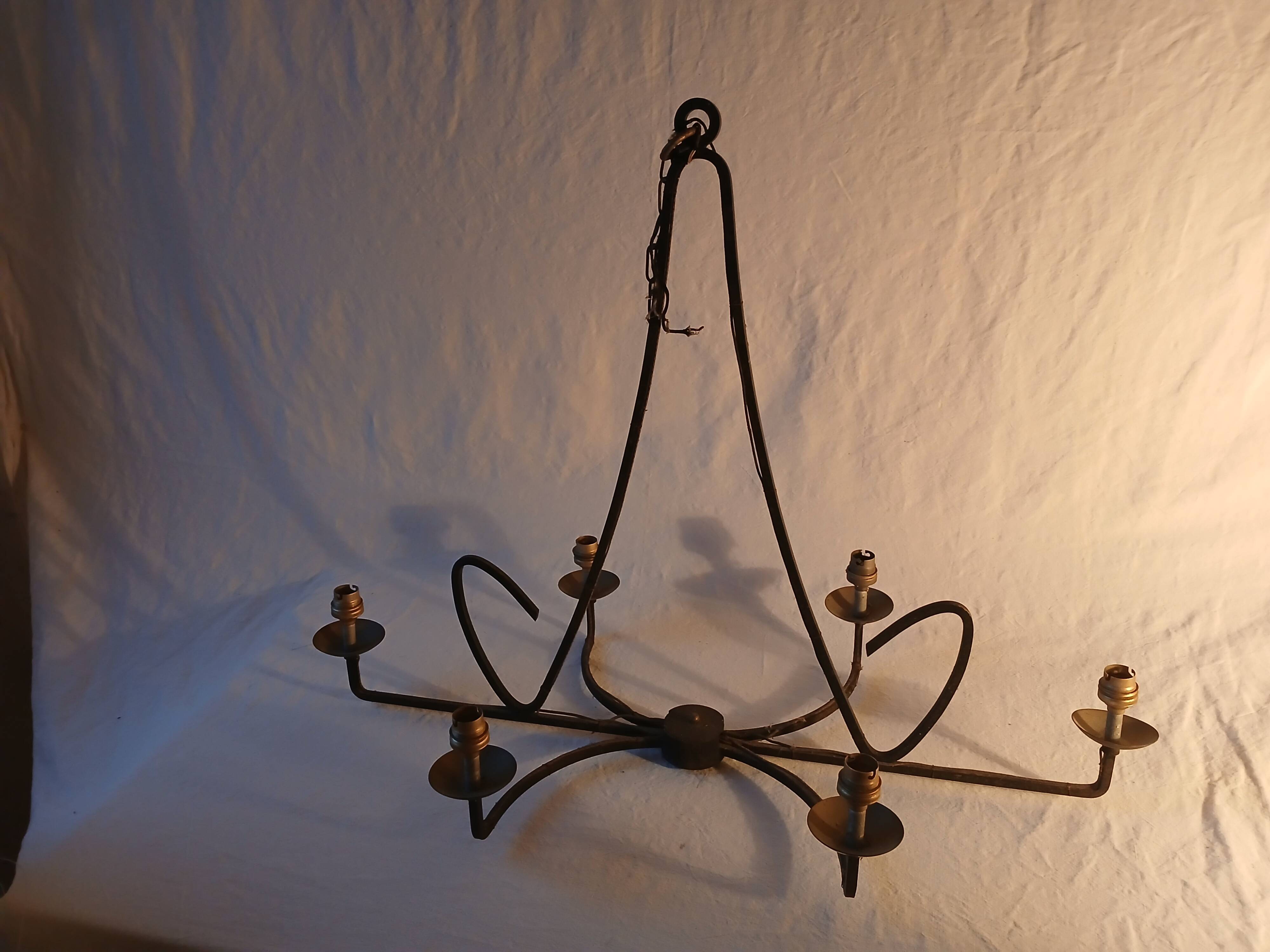 large wrought iron chandelier / 60s