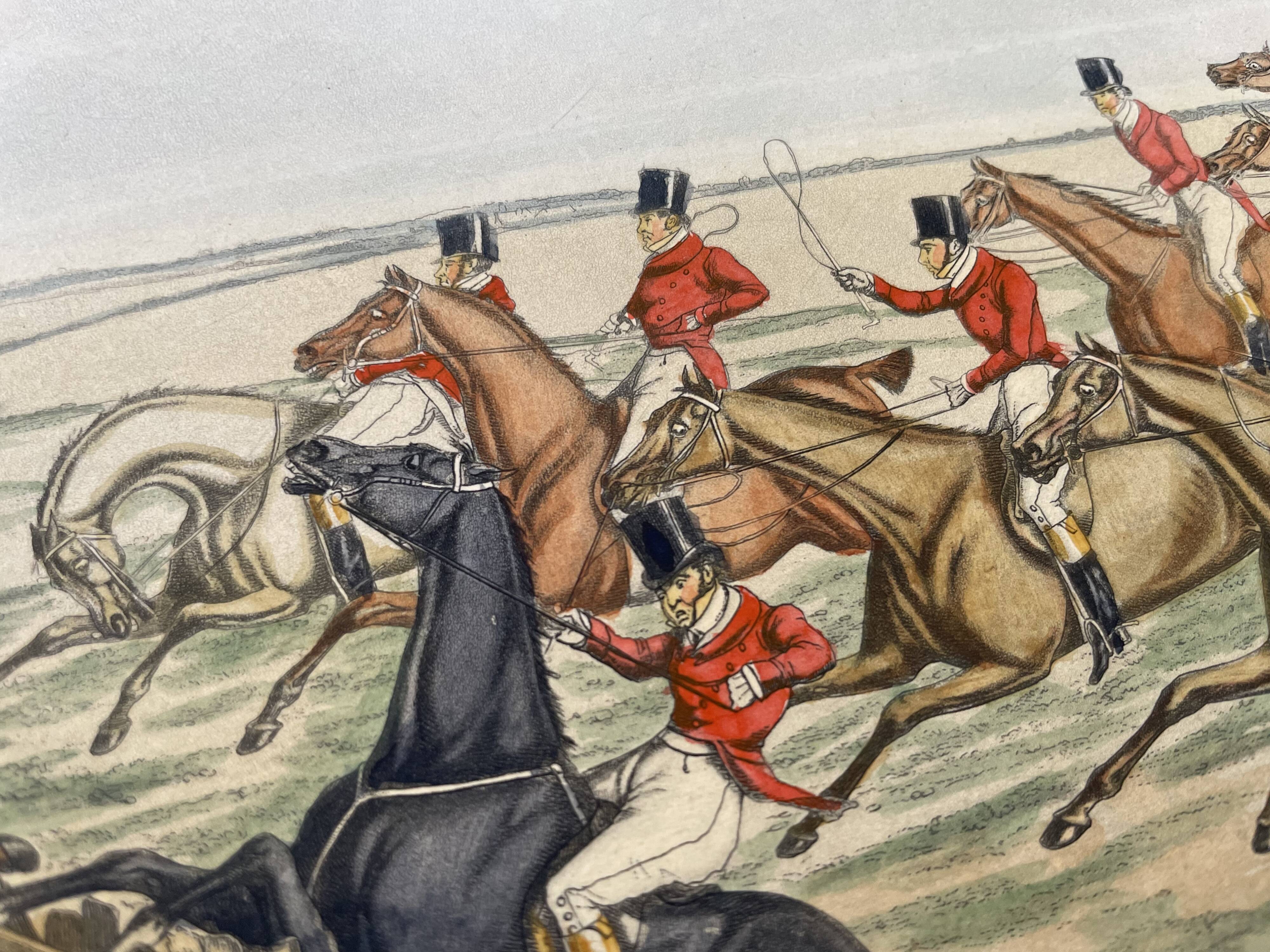 Old English engraving / court hunting