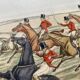 Old English engraving / court hunting