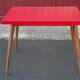 Vintage bistro table wooden table and red formica feet compass, kitchen, countryside