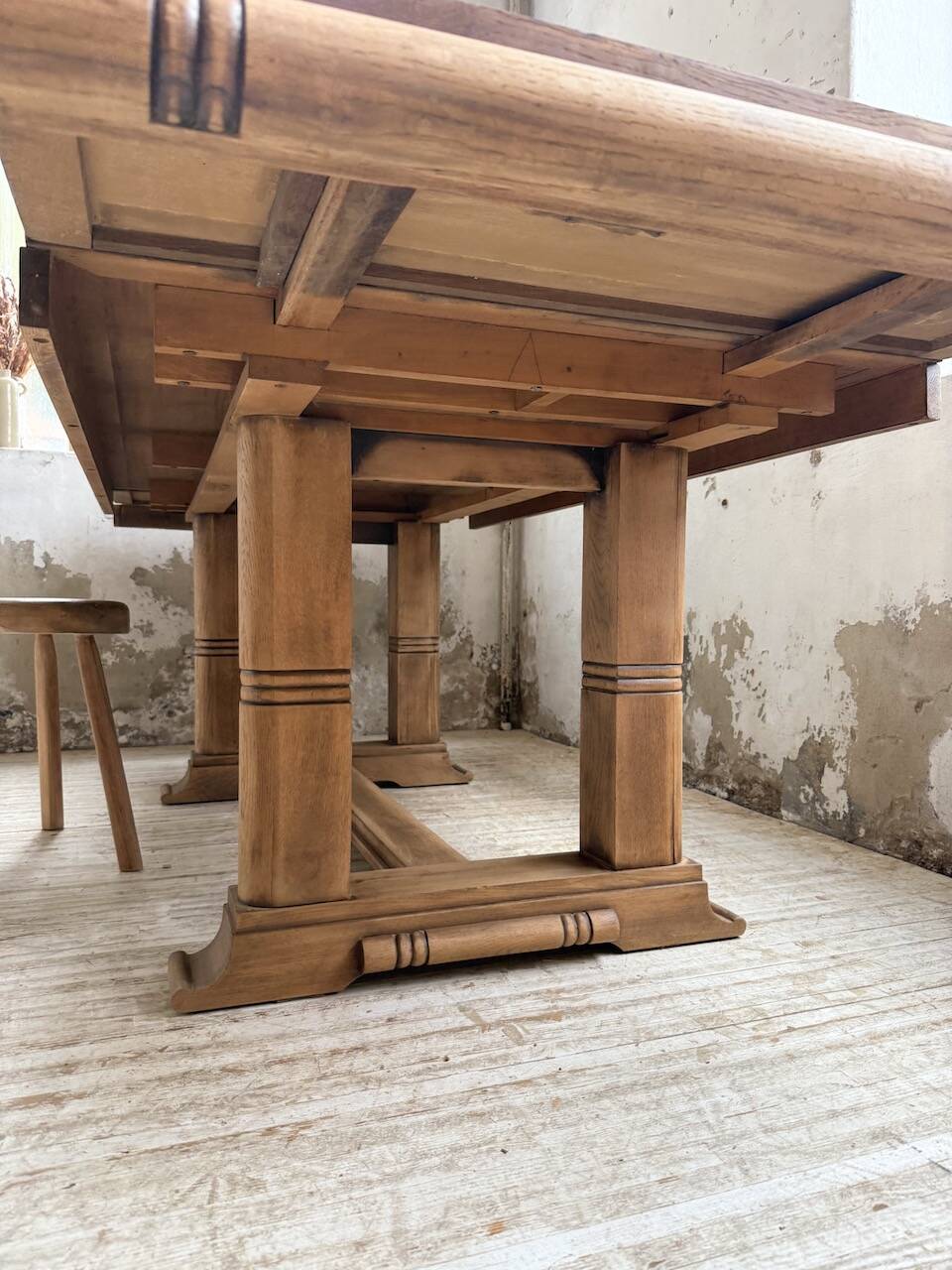 Table de repas chêne 1940 Dudouyt 240cm