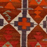 3x10 Red & Orange Tribal Kilim Runner Rug 93x308Cm SK 34615