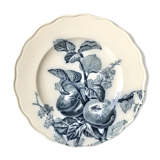 Former round cake dish on foot with blue printed decoration BWM and Co. Brown Westhead Moore - Co
