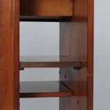 Small vintage cabinet in wood and white glass, Italian design, 1960s-1970s, original