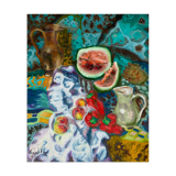 Table "Still Life in the Pasteque" HSP signed, André Claudot's school