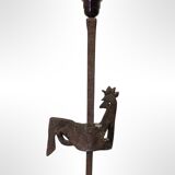 Wrought iron rooster lamp by Jean Touret for atelier marolles, france 1950s