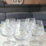 Lot of 6 x Cognac/Brandy glasses. Cut Bohemian crystal. Boho chic.