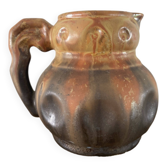 Flamed stoneware pitcher signed Méténier, 1900