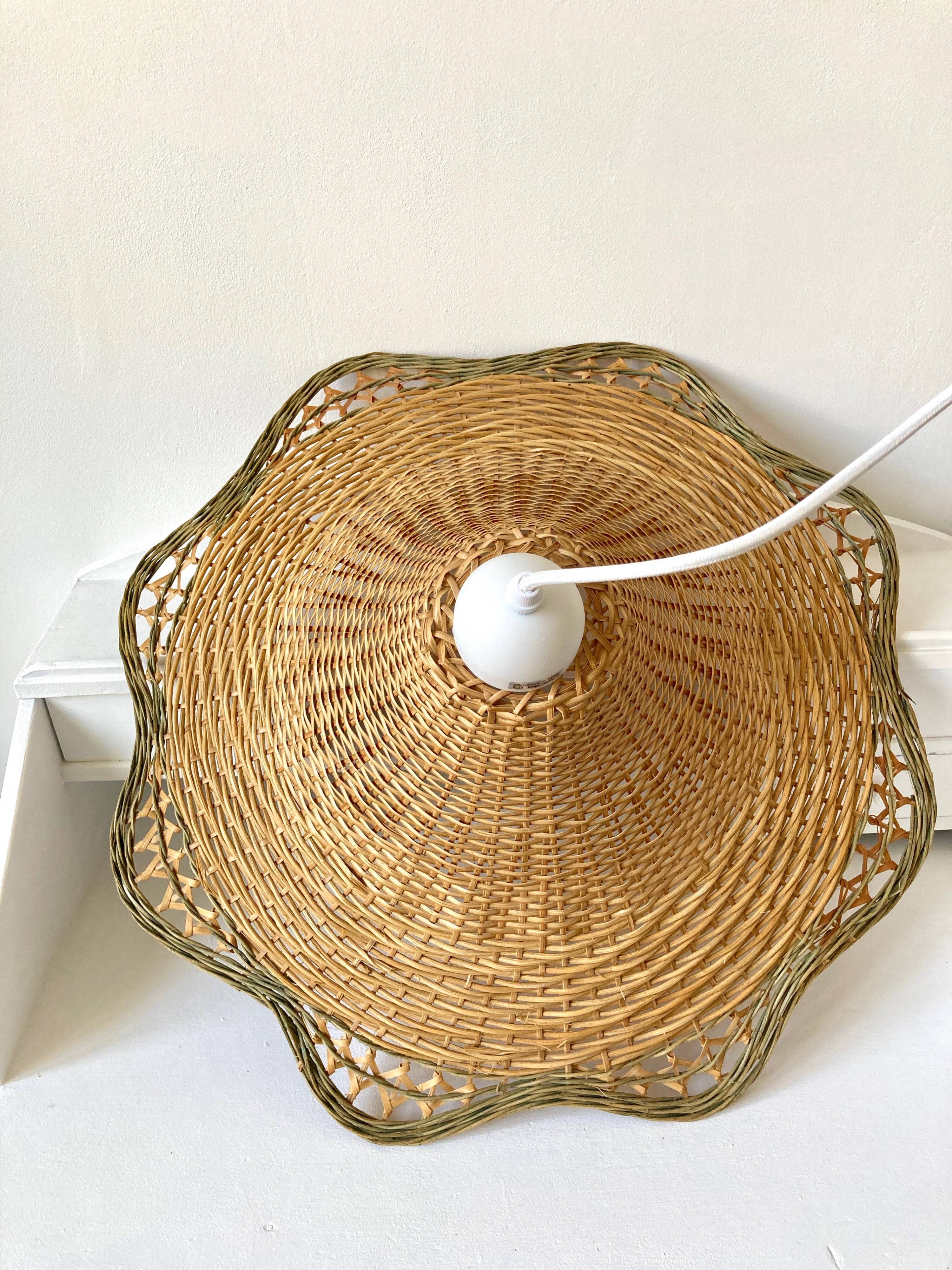 Braided wicker flower suspension