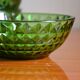 Lot of 4 cups and a green molded glass bowl