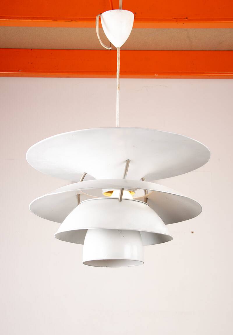 Danish brushed metal pendant light, Poulsen "Charlottenborg" model.
