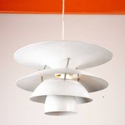 Danish brushed metal pendant light, Poulsen "Charlottenborg" model.