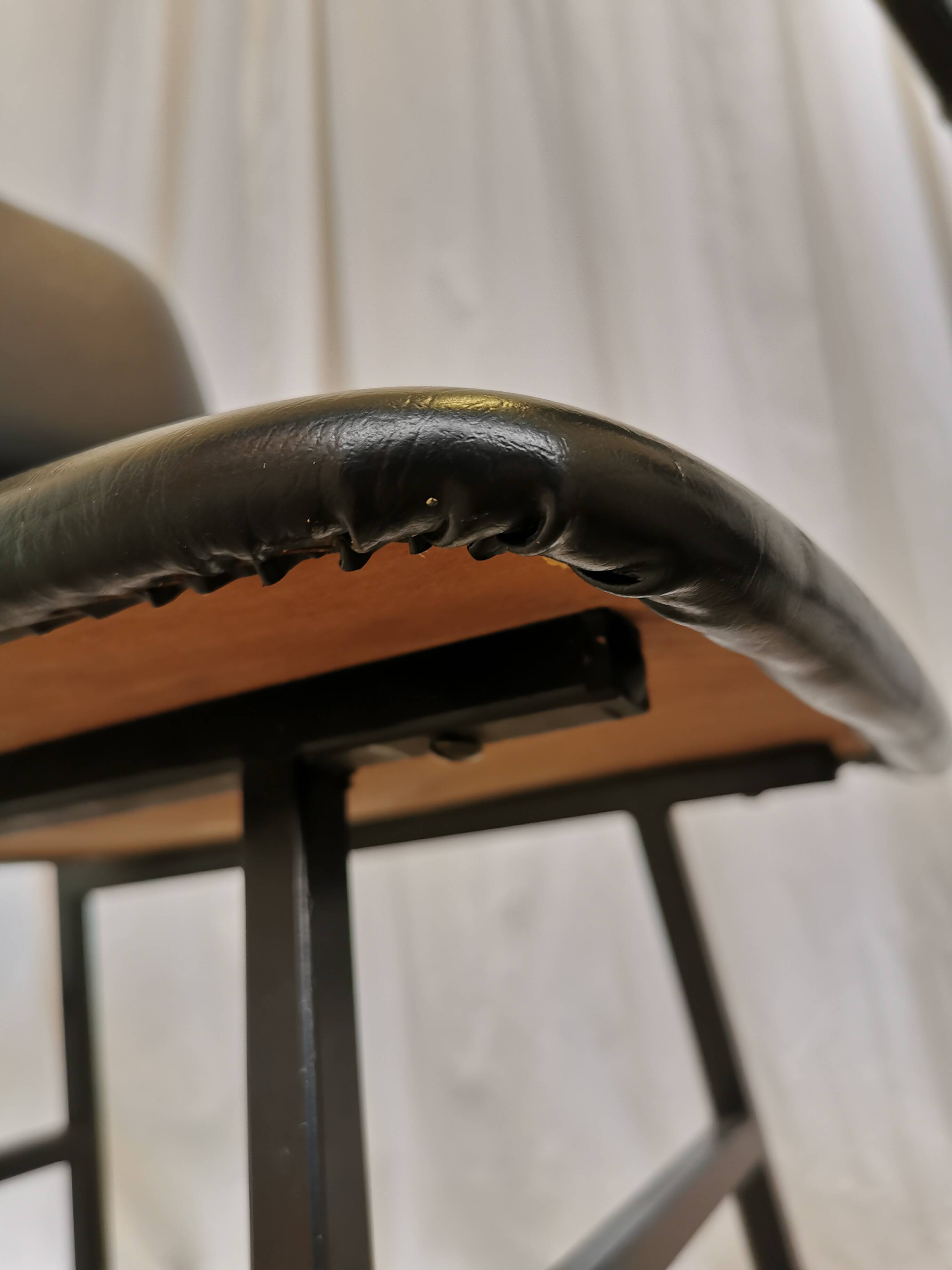 SET of 4 Vintage School Chairs /Black Leather / STOL Kamnik 80s Yugoslavia