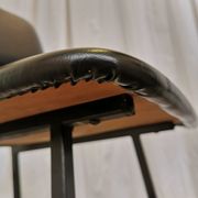 SET of 4 Vintage School Chairs /Black Leather / STOL Kamnik 80s Yugoslavia