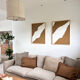 Brown and white relief diptych panels