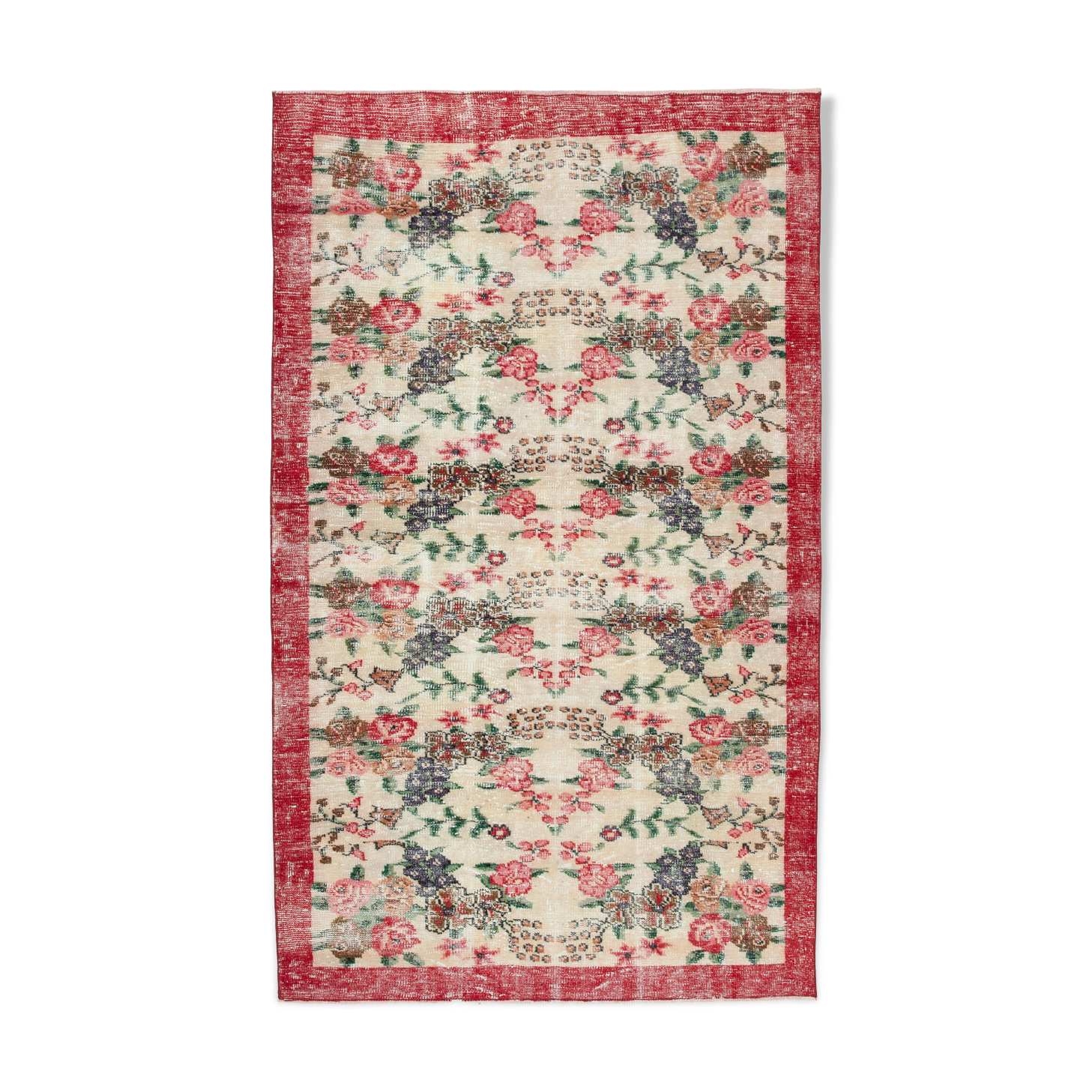 Anatolian handwoven decorative 1970s beige carpet 160 cm x 262 cm