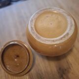 Vintage stoneware mini pot with lid and handle
