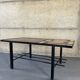 Table basse mid-century, teck, acier et pierre de lave