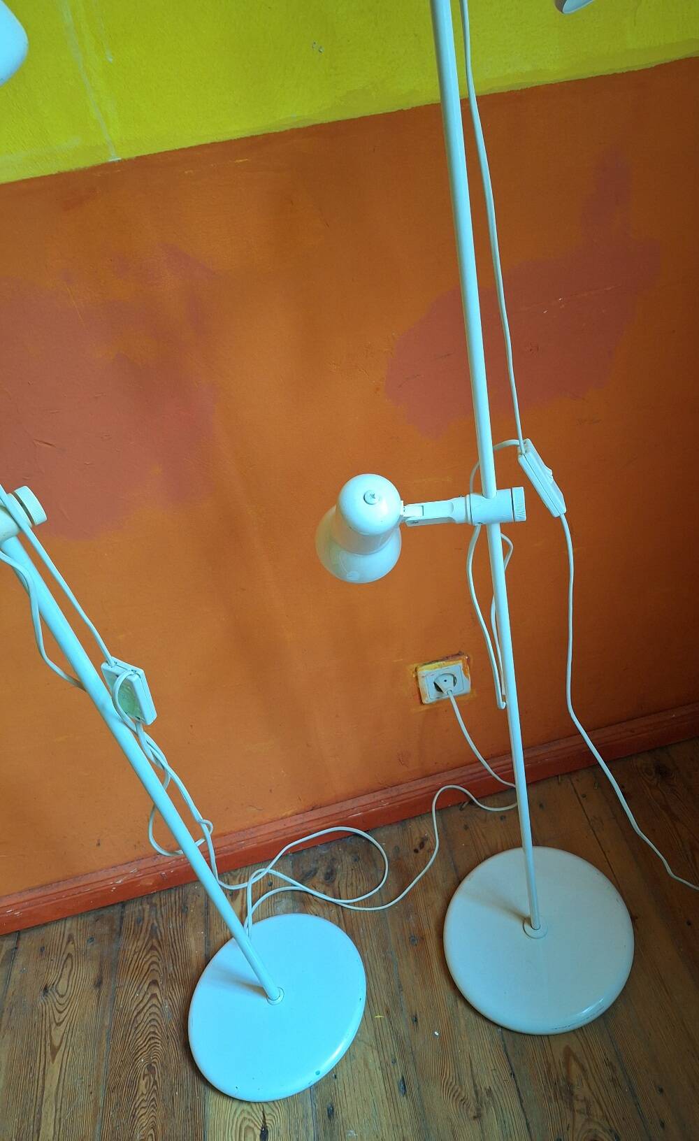 Pair of Italian multi-adjustable floor lamps with 2 spotlights, 1970s