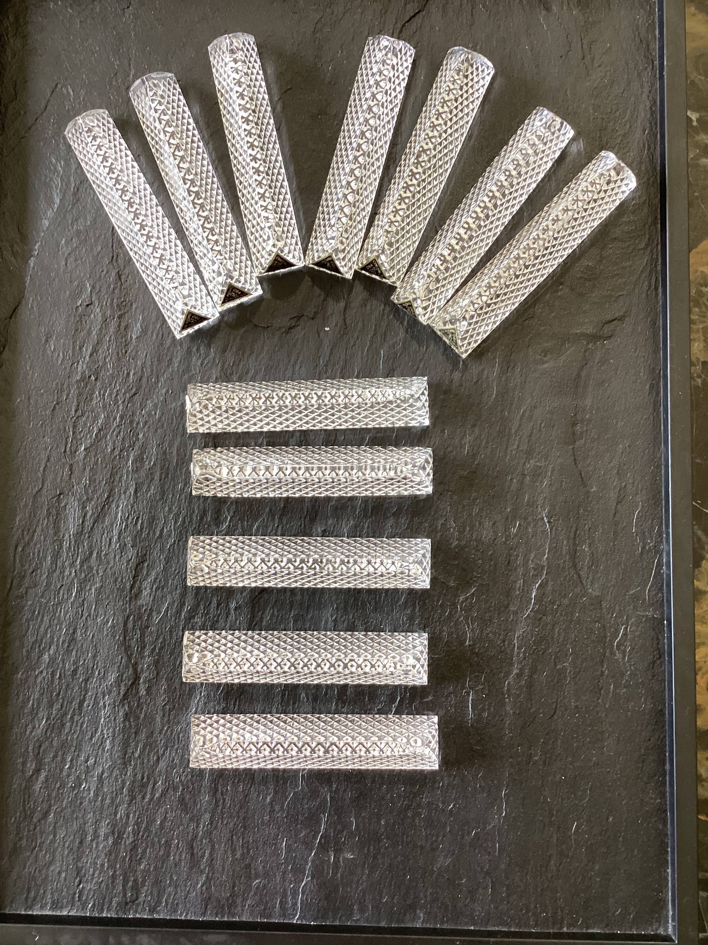 Set of twelve crystal knife holders 24% with vintage lead